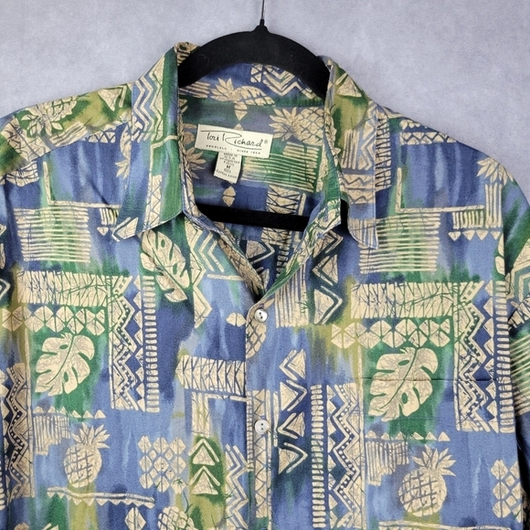 Tori‎ Richard pineapple Costal Beach M Hawaiian Aloha Men Shirt short-sleeved - Picture 2 of 11